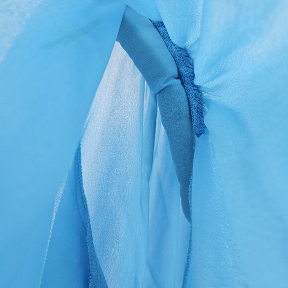 Josephine Shirt Womens 16 Blue Flutter Sleeve Button Up Vintage Style Bow Blouse - Picture 7 of 15